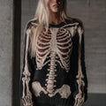 Comstylish Vintage Halloween Skeleton Art Knit Comfy Sweater