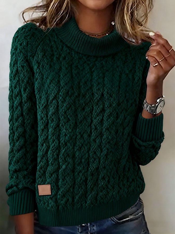 Women'S Casual Round Neck Solid Color Sweater
