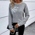Women's Snowflake Pattern Cozy Knit Pullover Sweater artswardrobe
