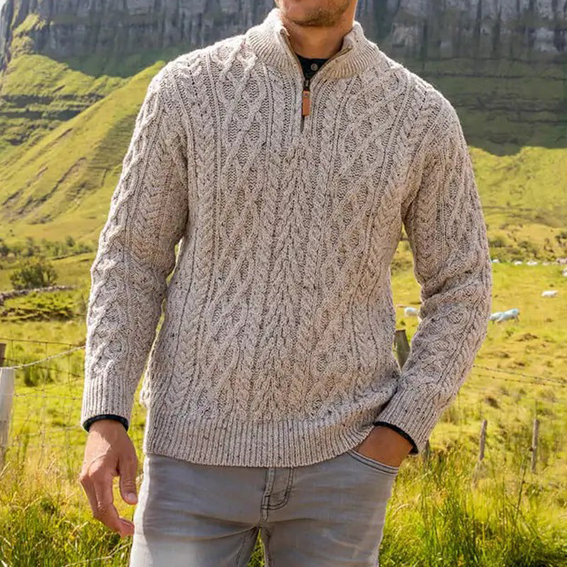 Men's Vintage The Scottish Half-Zip Aran Sweater artswardrobe