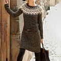 Vintage Icelandic Geometric Pattern Cozy Sweater Dress elevenforest
