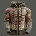 Men's Skull Line Art Knit Zip-up Hooded Sweater artswardrobe