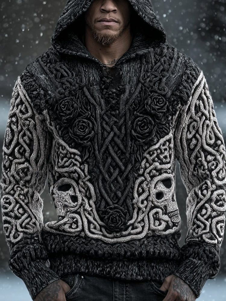 Men's Viking-style Vintage Hooded Sweater artswardrobe