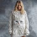 Comstylish Women's Cute Cat Face Pattern Cozy Knit Mini Sweater Dress