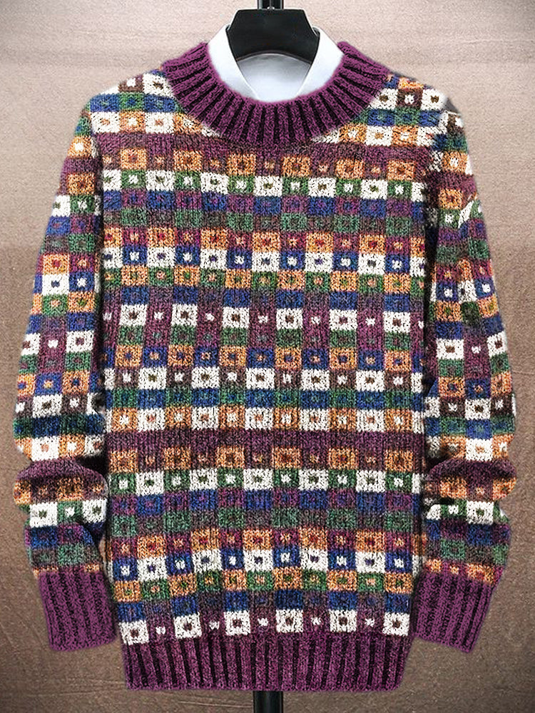 Vintage Geometric Pattern Men's Knit Sweater elevenforest