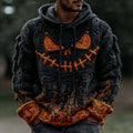 Men's Halloween Pumpkin Art Knit Hooded Sweater elevenforest