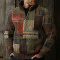 Men's Vintage Patchwork Contrast Zip Sweater artswardrobe