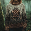 Classic Gradient Celtic Knot Chunky Contrast Color Cozy Sweater artswardrobe
