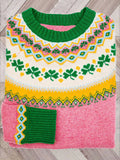 Shamrock Pattern Cozy Fair Isle Knit Sweater artswardrobe