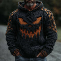 Men's Halloween Pumpkin Face Celtic Knot Chunky Hooded Sweater artswardrobe