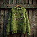 Halloween Fuzzy Monster Inspired Stitched Cozy Knit Sweater artswardrobe