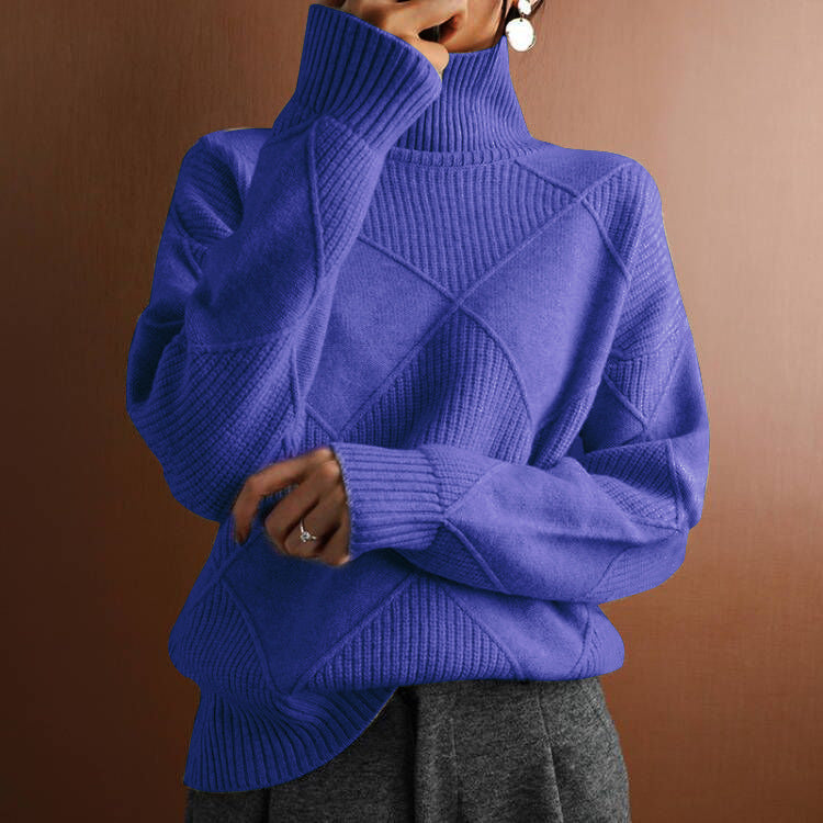 Loose Turtleneck Warm Sweater Solid Color Knitted Sweater elevenforest
