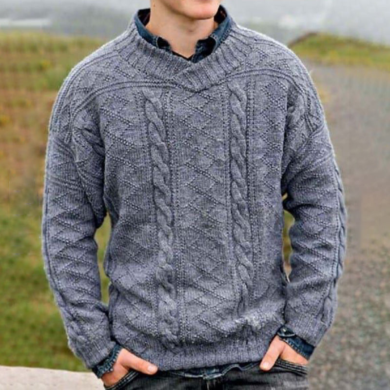 Men'S Retro Jacquard Knitted Art Crew Neck Cozy Knit Sweater artswardrobe