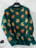 Valentina® | Knitted sweater with a maple leaf print