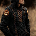 Men's Halloween Pumpkin Face Jacquard Chunky Hooded Sweater artswardrobe