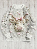 Cute Highland Cow Coquette Bow Knitted Cozy Sweater artswardrobe