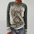 Women's Contrast Celtic Knot Irish Shamrock Sweater artswardrobe