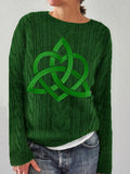 Irish Celtic Love Knot Embroidered Jacquard Cozy Sweater artswardrobe
