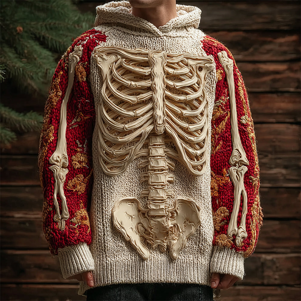 Anatomy Skeleton Art Men's Hooded Knit Sweater artswardrobe