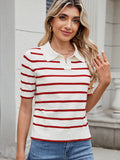 Autumn® | Short-sleeved sweater with a striped collar