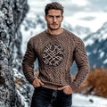 Men's Vintage Viking Trident Jacquard Knit Crew Neck Sweater artswardrobe