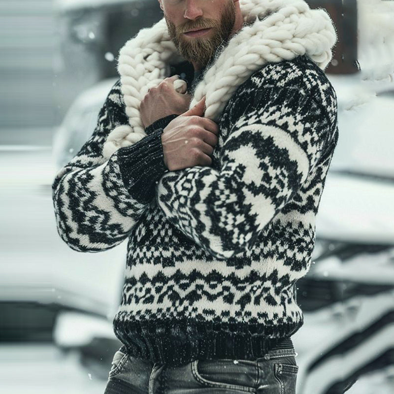 Fairman Island Jacquard Warmth Retro Pattern Cozy Crew Neck Sweater artswardrobe