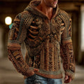 Halloween 3d Retro Mechanical-style Men's Hooded Knit Sweater artswardrobe