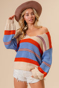 Charlotte® | Multicolored striped scoop neck sweater