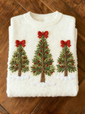 Merry Christmas Tree Knitted Print Sweater artswardrobe