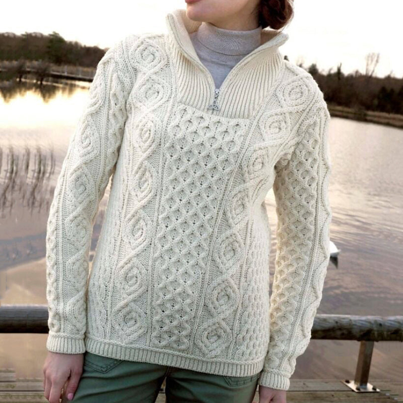 Women's Clan Pattern Half Zip Sweater elevenforest