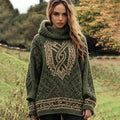 Women's Knit Jacquard Hooded Sweater artswardrobe