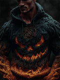 Men's Halloween Pumpkin Viking Celtic Gradient Cozy Chunky Hooded Sweater artswardrobe
