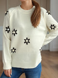 Hana® | Floral sweater with a crew neck and raglan sleeves