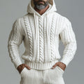 Men'S Vintage Jacquard Knit Chunky Hooded Sweater artswardrobe