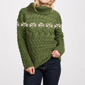 Women'S St. Patrick'S Irish Shamrock Jacquard Knitted Turtleneck Sweater artswardrobe