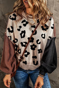 Renata® | Long sleeve crew neck sweater with leopard print