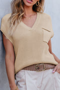 Maisie® | V-neck sweater with cap sleeves and pockets