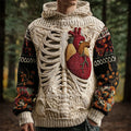 Halloween Skeleton & Heart Organ Art Men's Hooded Sweater artswardrobe