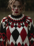 Halloween Clowness Pokers Inspired Colorblock Isle Sweater artswardrobe