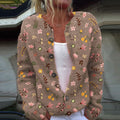 Vintage Floral Art Print Cozy Button Sweater artswardrobe