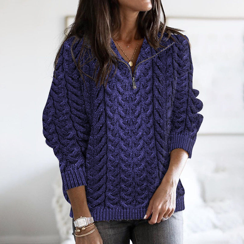Women's Super Soft Honeycomb Half Zip Aran Sweater artswardrobe