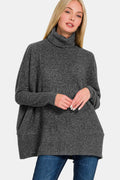 Bianca® | Full size Zenana turtleneck sweater in brushed melange from Hacci