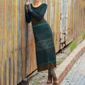 Vintage Fairman Tribal Pattern Cozy Wool Sweater Dress elevenforest