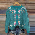 Vintage Floral Embroidery Art Knitted Jacquard Sweater artswardrobe