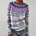 Women's Fairman Island Floral Jacquard Round Neck Sweater artswardrobe
