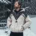 Men's Vintage Viking Inspired Celtic Jacquard Hooded Sweater artswardrobe