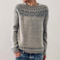 Geometric Print Long Sleeve Knitted Pullover Sweater elevenforest