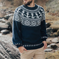 Vintage Nautical Graphics Jacquard Iceland Crew Neck Sweater artswardrobe