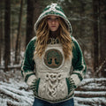 Women's Vintage Viking Celtic Knot Tree Of Life Knit Hooded Sweater artswardrobe