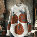 Pumpkin Halloween Print Knitted Pullover Sweater artswardrobe